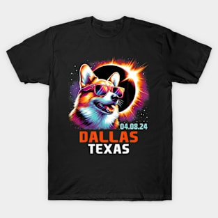 Dallas Texas Total Solar Eclipse 2024 Corgi Dog T-Shirt